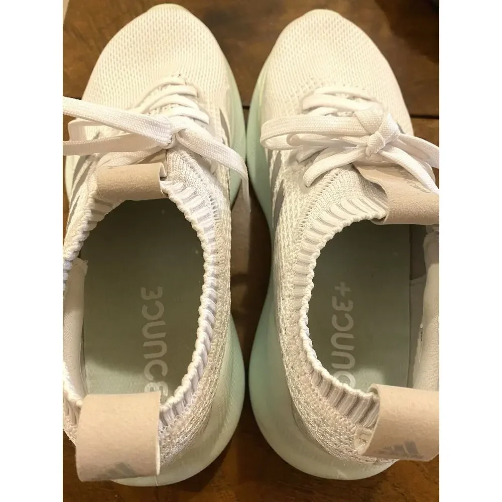 9 Adidas Purebounce + White Silver Metallic Ice Mint EUC Women's